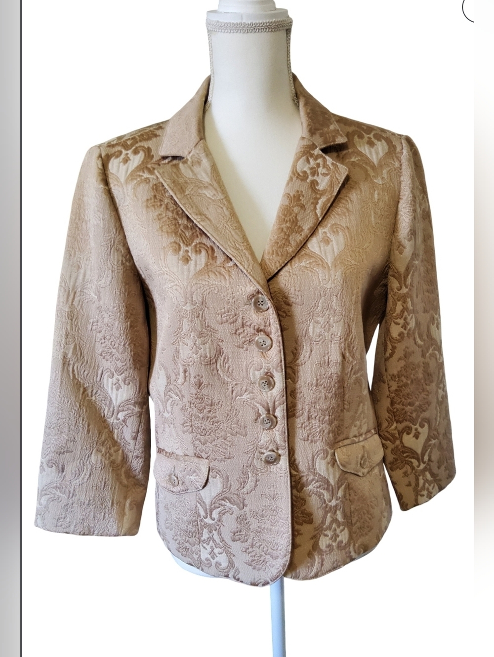 Karen Kane Taupe Brocade Tailored Blazer